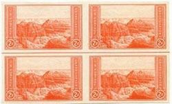 U.S. #764 Glacier Park Horizontal Line Block of 4 w/arrow right or left