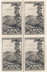 U.S. #765 Smoky Mountains Vertical Line Block of 4 w/arrow top or bottom