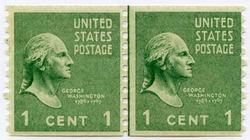 U.S. #839 1c George Washington Line Pair MNH