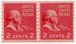 U.S. #841 2c John Adams Coil Pair MNH