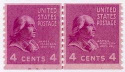 U.S. #843 4c James Madison Line Pair MNH