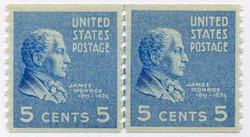 U.S. #845 5c James Monroe Line Pair MNH