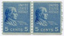 U.S. #845 5c James Monroe Coil Pair MNH