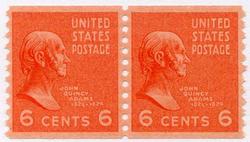 U.S. #846 6c John Quincy Adams Coil Pair MNH