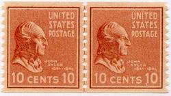 U.S. #847 10c John Tyler Line Pair MNH