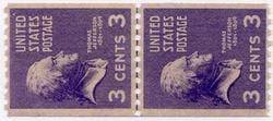 U.S. #851 3c Thomas Jefferson Line Pair MNH