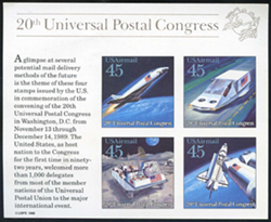 U.S.  #C126 Futuristic Mail Delivery Souvenir Sheet