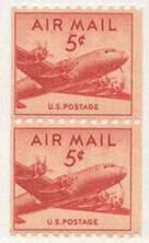 U.S. #C37 5c DC-4 Skymaster Coil Pair MNH