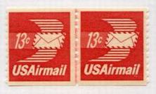 U.S. #C83 13c Winged Envelope Line Pair MNH