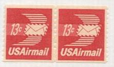 U.S. #C83 13c Winged Envelope Coil Pair MNH