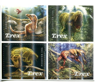 U.S. #5413a Tyrannosaurus Rex, Block of 4