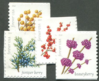 U.S. #5415-18 Winter Berries, 4 Singles