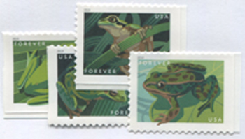 U.S. #5395-98 Frogs, 4 Singles