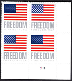 U.S. #5787 Freedom U.S. Flag, PNB of 4