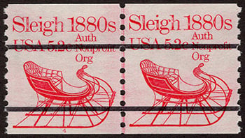 U.S. #1900a Sleigh 1880s coil Pair