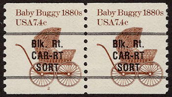 U.S. #1902a Baby Buggy 1880s coil Pair