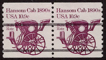 U.S. #1904a Hansom Cab 1890s coil Pair