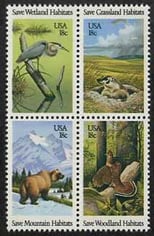 U.S. #1924a Wildlife Habitats Block of 4 MNH