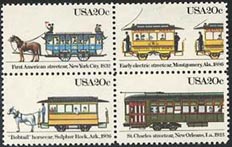 U.S. #2062a Streetcars Block of 4 MNH