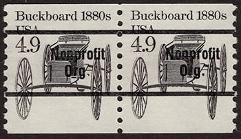 U.S. #2124a Buckboard 1880s coil Pair Bureau Precanced, Non-profit Org.