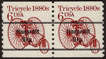 U.S. #2126a Tricycle 1880s coil Pair Bureau Precanced, Non-profit Org.