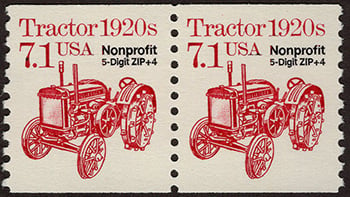 U.S. #2127b Tractor 1920s coil Pair