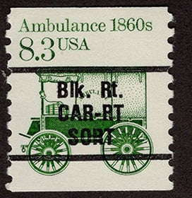 U.S. #2128a Ambulance 1860s Bureau Precanced, Blk. Rt.