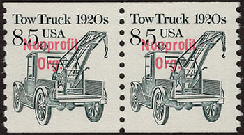 U.S. #2129a Tow Truck 1920s coil Pair Bureau Precanced, Non-profit Org.