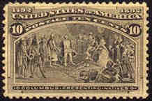 U.S. #237 10c Columbus Presenting Natives MNH