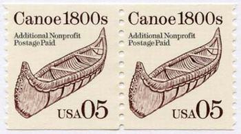 U.S. #2453 Canoe 1800s coil Pair