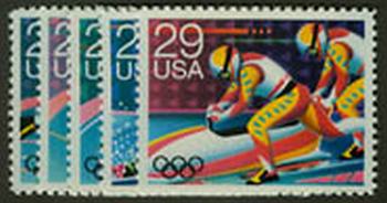 U.S. #2611-15 Winter Olympics, 5 Singles MNH