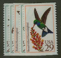 U.S. #2642-46 Hummingbird, 5 Singles MNH