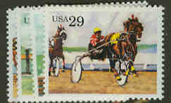 U.S. #2756-59 Sporting Horses, 4 Singles MNH