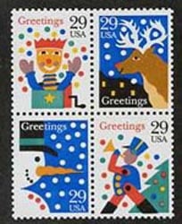 U.S. #2794a Christmas Greetings Block of 4 MNH