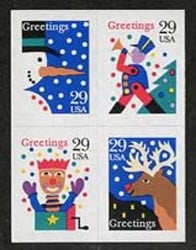 U.S. #2802b Christmas Greetings Block of 4 MNH