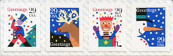 U.S. #2802 Christmas Greetings Coil Strip of 4