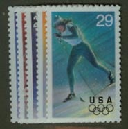 U.S. #2807-11 Winter Olympics, 5 Singles MNH