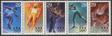 U.S. #2811a Winter Olympics 29c Strip of 5 MNH