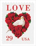 U.S. #2814C Dove & Roses Love 29c MNH