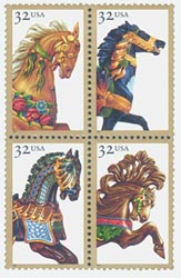 U.S. #2979a Carousel Horses Block of 4 MNH