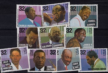 U.S. #2983-92 Jazz Musicians, 10 Singles MNH