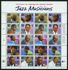 U.S.  #2992 Jazz Musicians Pane of 20