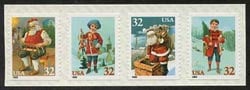 U.S. #3017a Christmas Santa & Children Coil Strip of 4