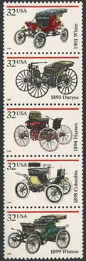 U.S. #3023a Antique Automobiles Strip of 5 MNH