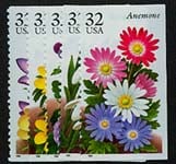 U.S. #3025-29 Garden Flowers, 5 Singles MNH