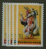 U.S. #3072-76 American Indian Dances, 5 Singles MNH