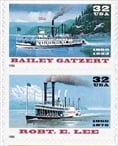 U.S. #3091-95 Riverboat, 4 Singles MNH