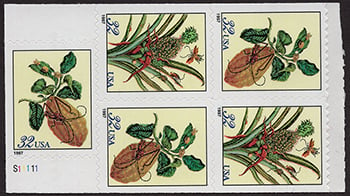 U.S. #3128b Botanical Prints, Pane of 5