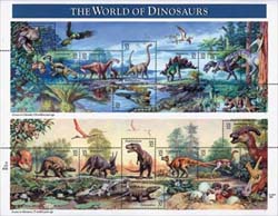 U.S. #3136 World of Dinosaurs Pane