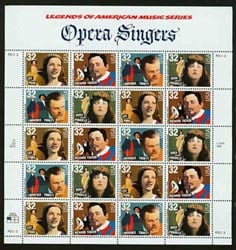 U.S.  #3157 Opera Singers, Pane of 20